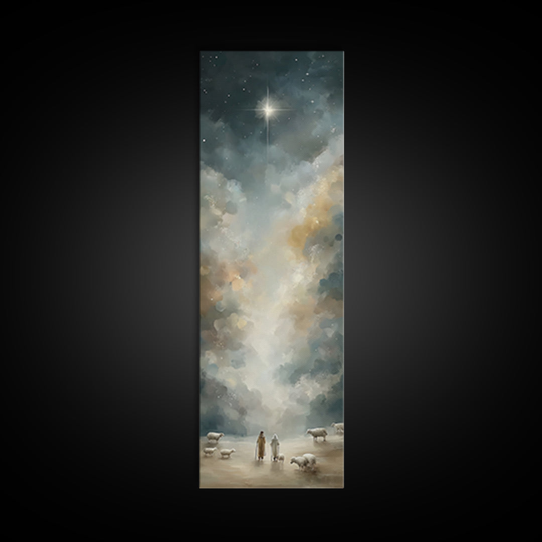 Night Of Wonder, Framed Canvas Print, Skinny Art, Christian Art Canvas, Christian Wall Art, Christmas Art