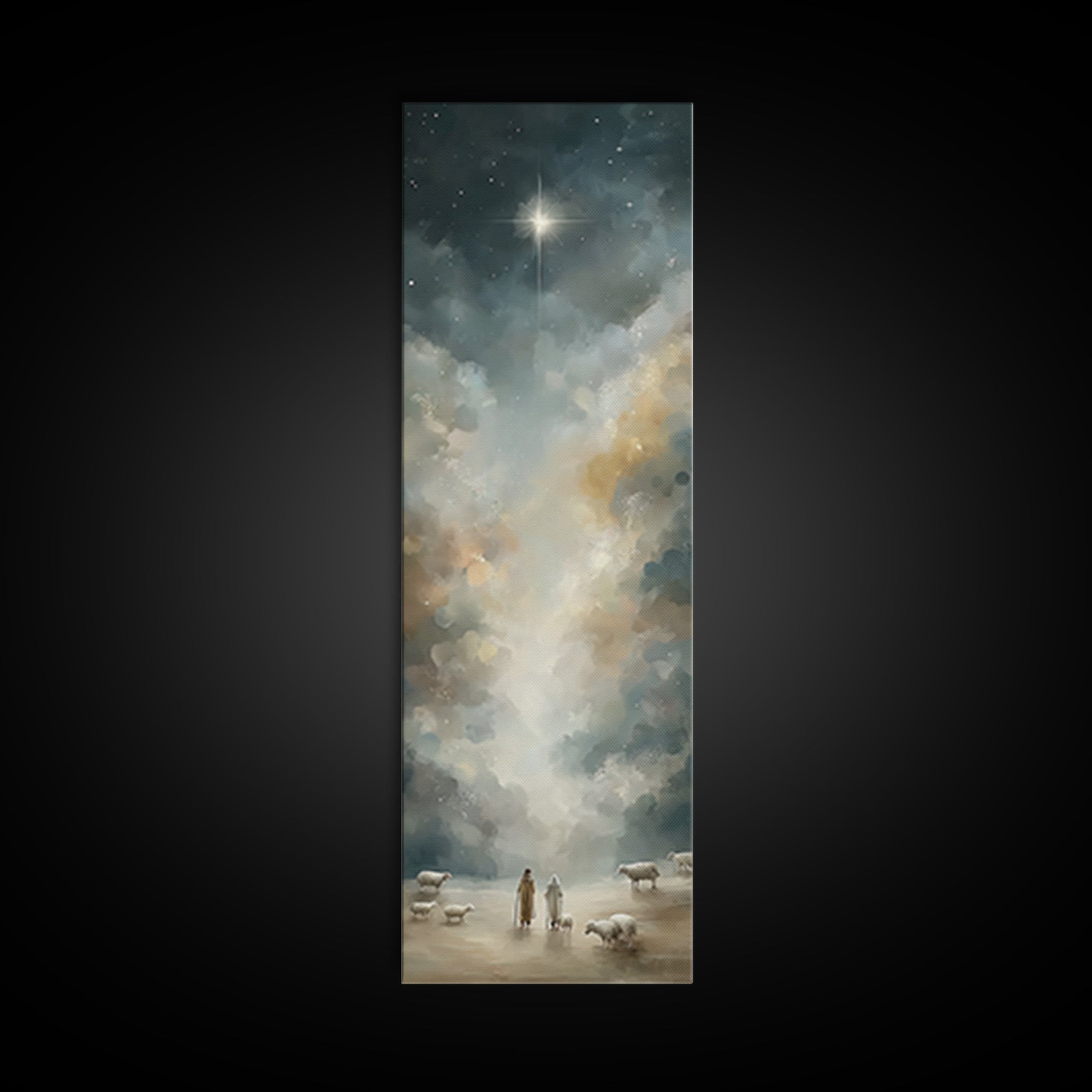 Night Of Wonder, Framed Canvas Print, Skinny Art, Christian Art Canvas, Christian Wall Art, Christmas Art