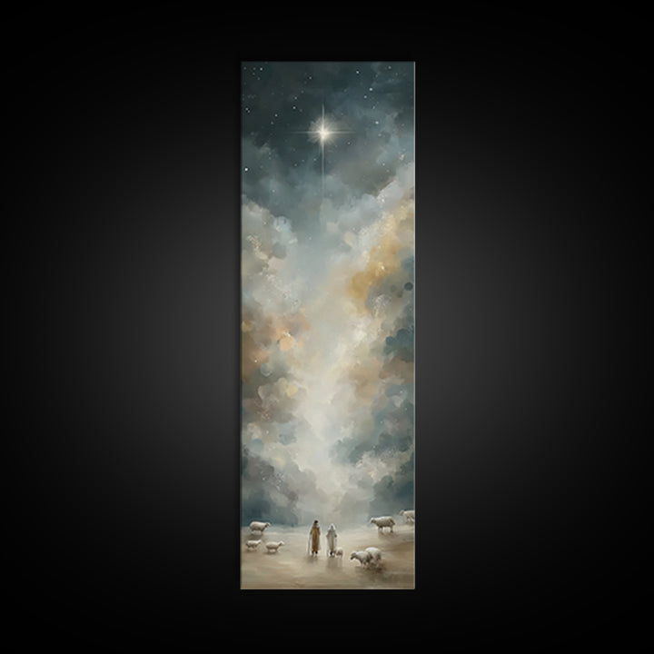 Night Of Wonder, Framed Canvas Print, Skinny Art, Christian Art Canvas, Christian Wall Art, Christmas Art