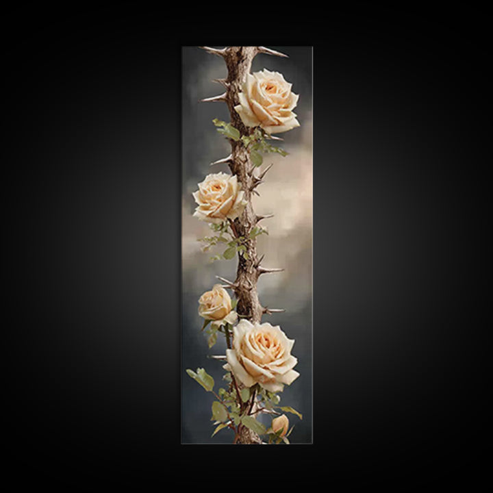 Roses Of Redemption - Framed Canvas Print - Christian Art Canvas - Christian Wall Art - Christian Christmas Art - Christian Gift - Tall Nar