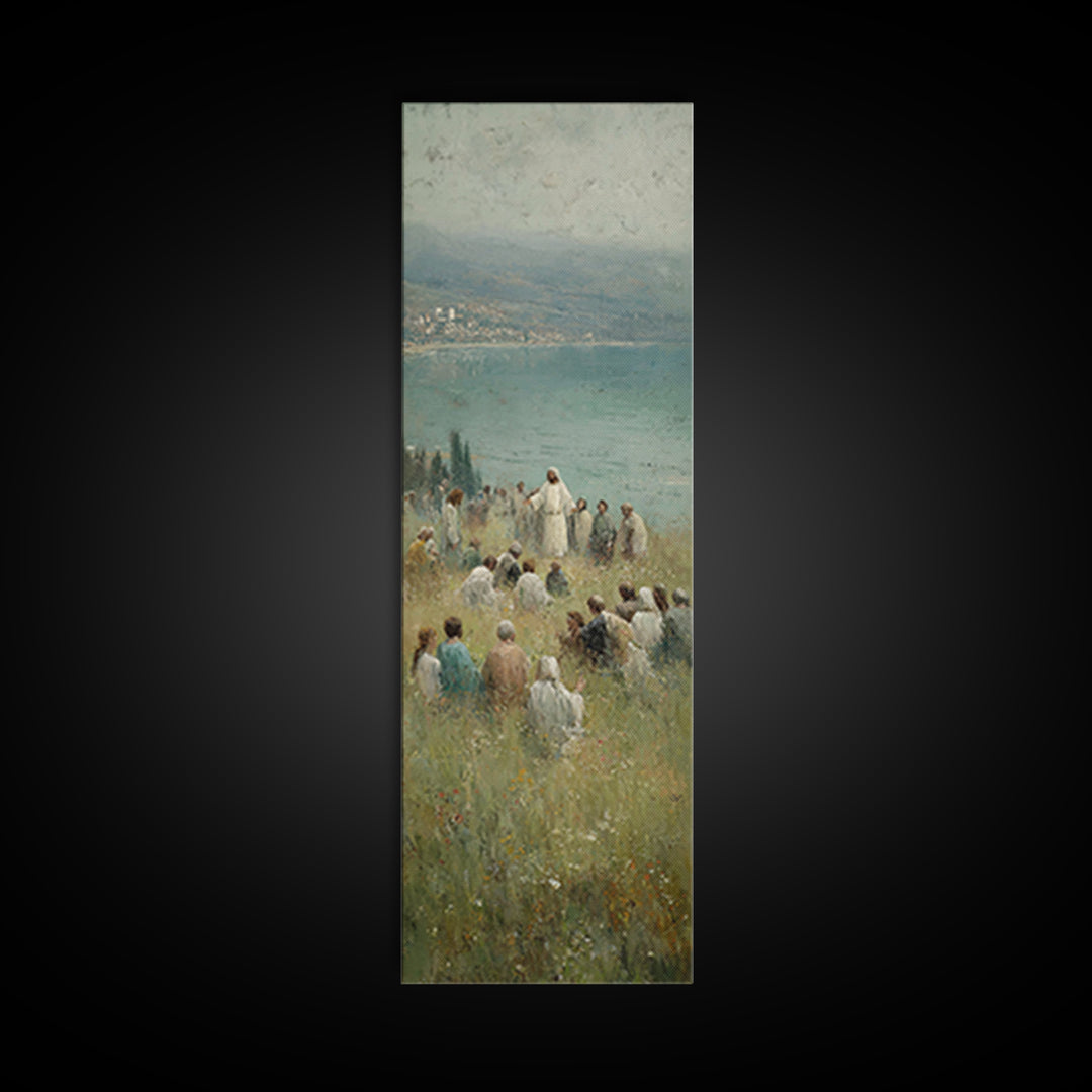 Hillside Of Mercy – Framed Canvas Print – Tall Narrow Wall Art – Christian Wall Art – Christian Art Canvas – Jesus Painting – Christmas Art