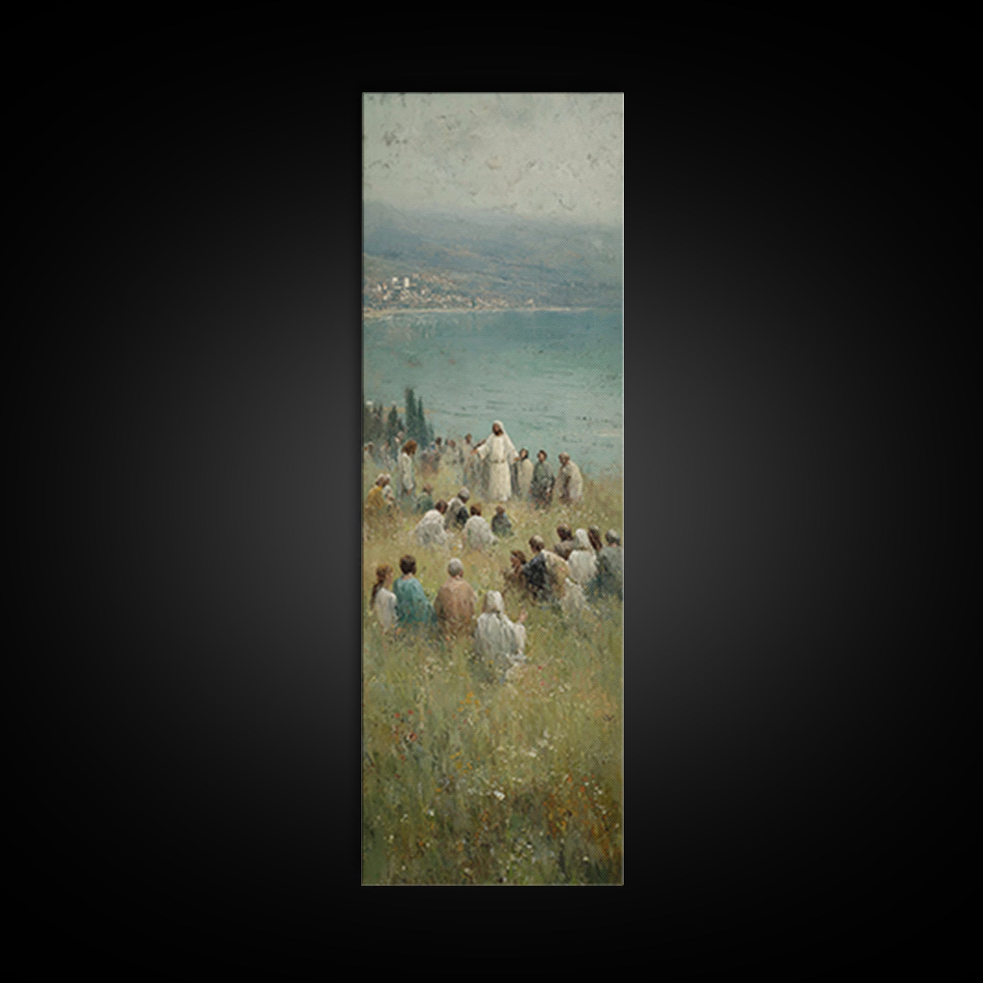 Hillside Of Mercy – Framed Canvas Print – Tall Narrow Wall Art – Christian Wall Art – Christian Art Canvas – Jesus Painting – Christmas Art