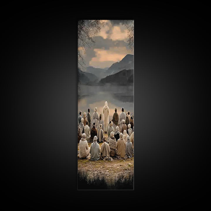 Valley Of Peace, Framed Canvas Print, Narrow Art, Christian Art Canvas, Jesus Painting, Christian Wall Art, Christmas Art
