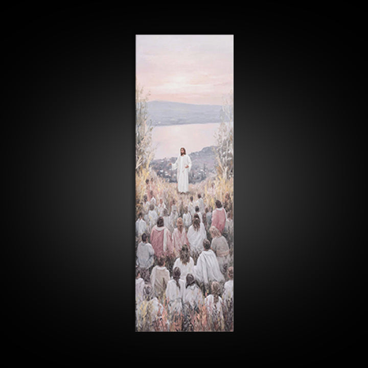 Field Of Light, Framed Canvas Print, Tall Narrow Wall Art, Christian Art Canvas, Christian Wall Art, Jesus Painting, Christmas Art