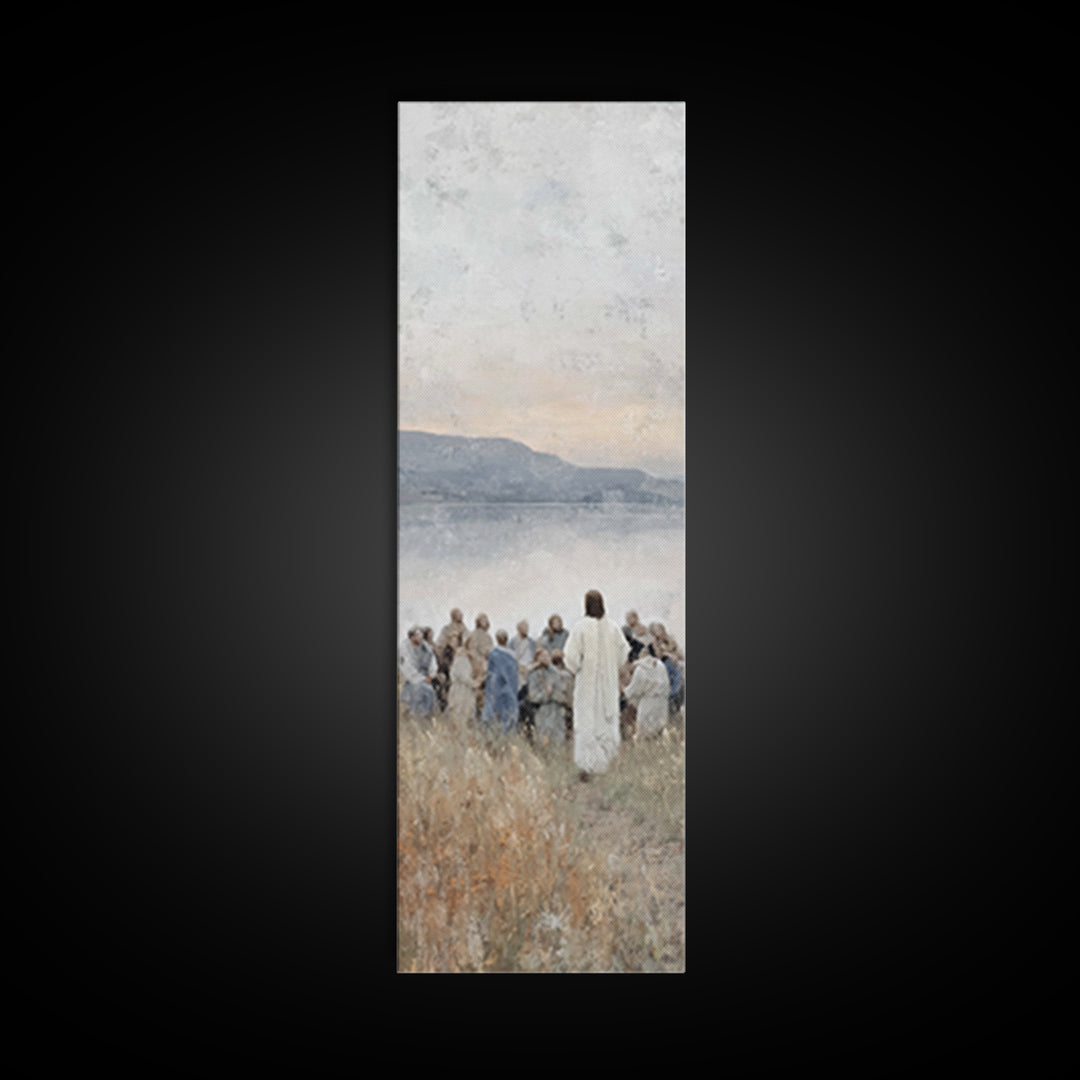 Mountain Calm – Framed Canvas Print – Skinny Art – Christian Wall Art – Christmas Art – Jesus Painting – Christian Art Print