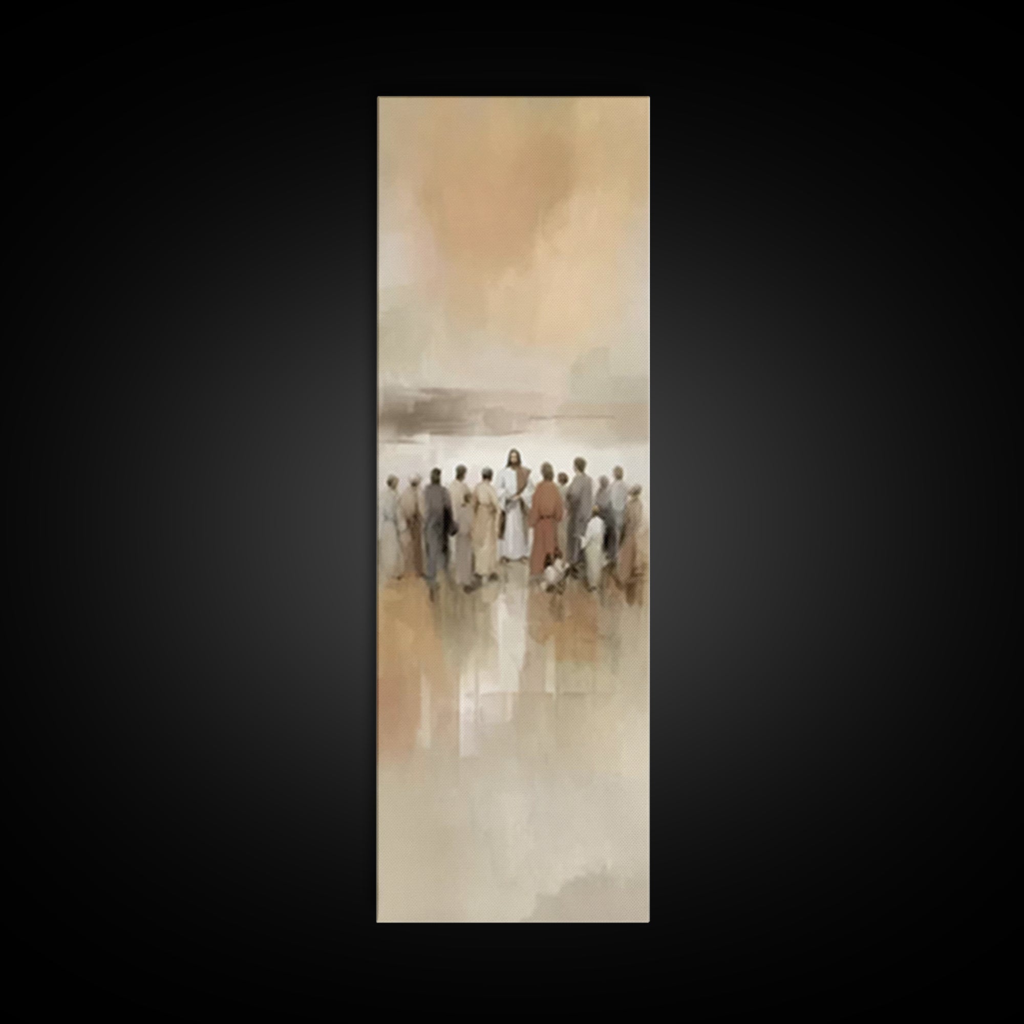 Sacred Gathering | Framed Canvas Print | Tall Narrow Wall Art | Christian Art Canvas | Christmas Art | Christian Painting | Jesus Painting