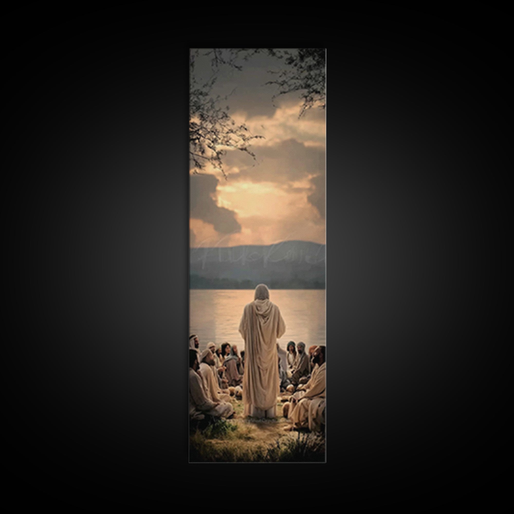 Autumn Serenity, Framed Canvas Print, Skinny Art, Jesus Painting, Christian Art Canvas, Christian Wall Art, Christmas Art