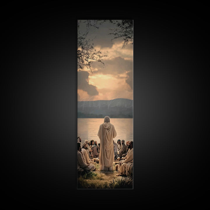 Autumn Serenity, Framed Canvas Print, Skinny Art, Jesus Painting, Christian Art Canvas, Christian Wall Art, Christmas Art