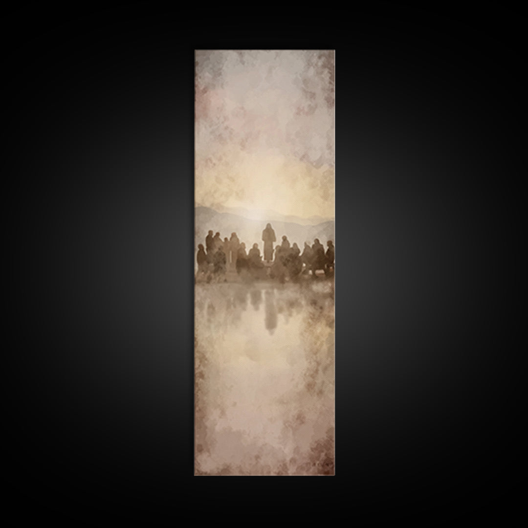 Sermon At Dawn – Framed Canvas Print – Christian Art Canvas – Christian Christmas Art – Jesus Painting – Tall Skinny Art Print – Christian