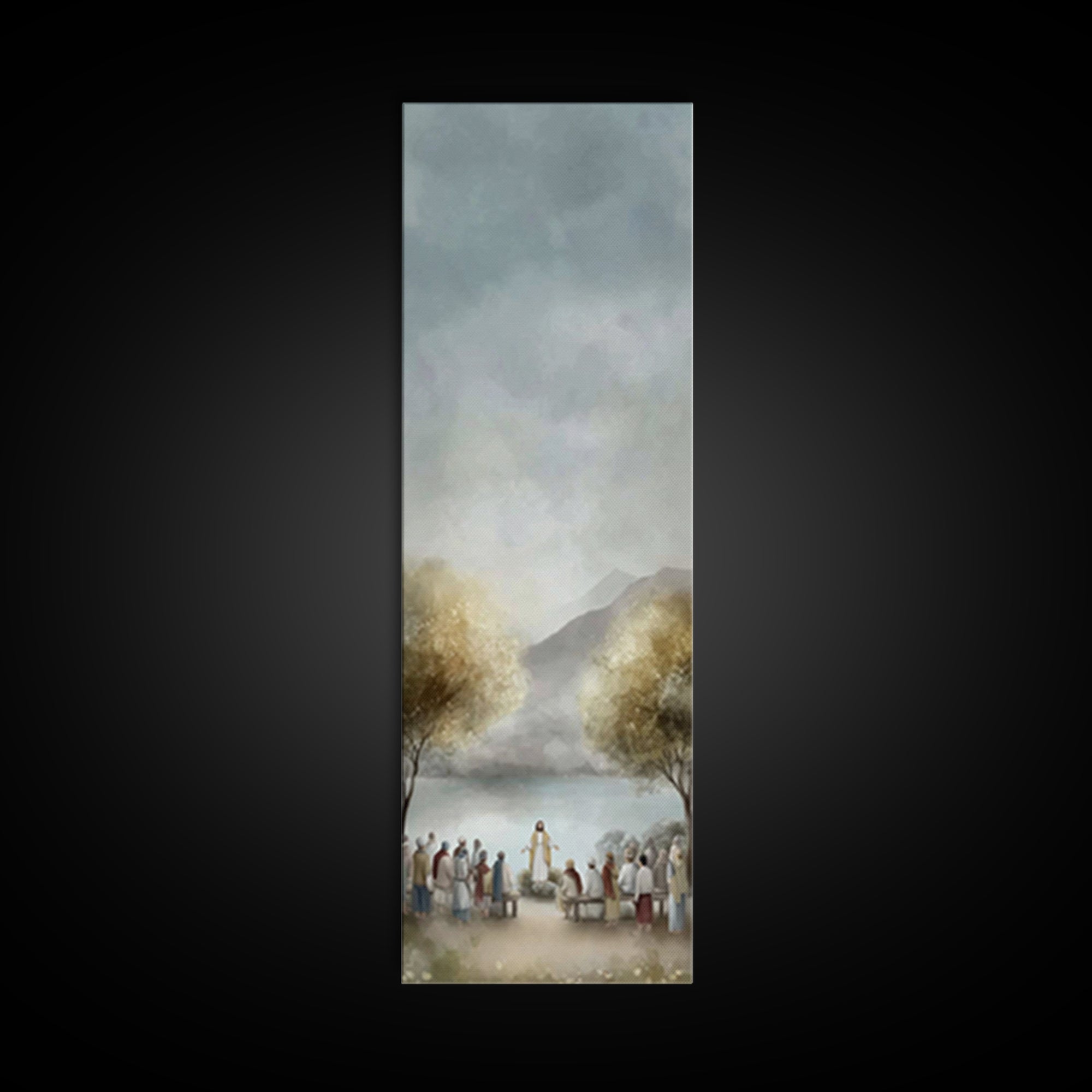 Peaceful Gathering Grace – Framed Canvas Print – Jesus Painting – Christian Art – Christian Christmas Art – Skinny Art – Christian Art Canv