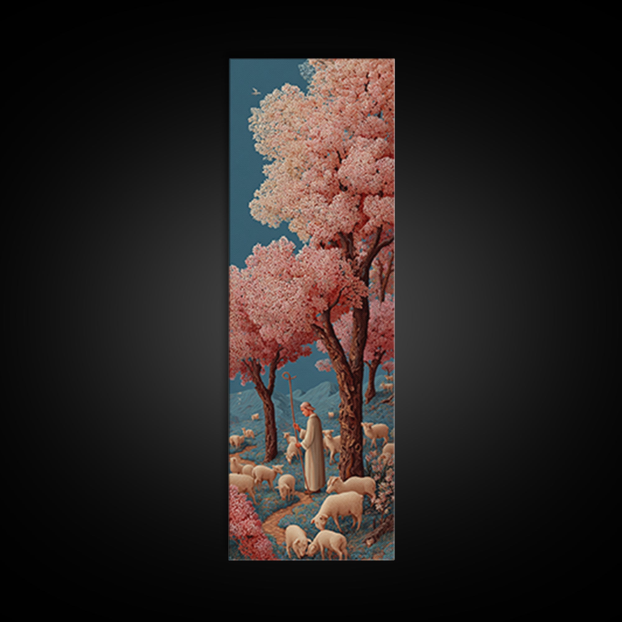 Pastures Of Peace – Framed Canvas Print – Christian Art Canvas – Jesus Painting – Christian Wall Art – Christian Christmas Art – Tall Skinn