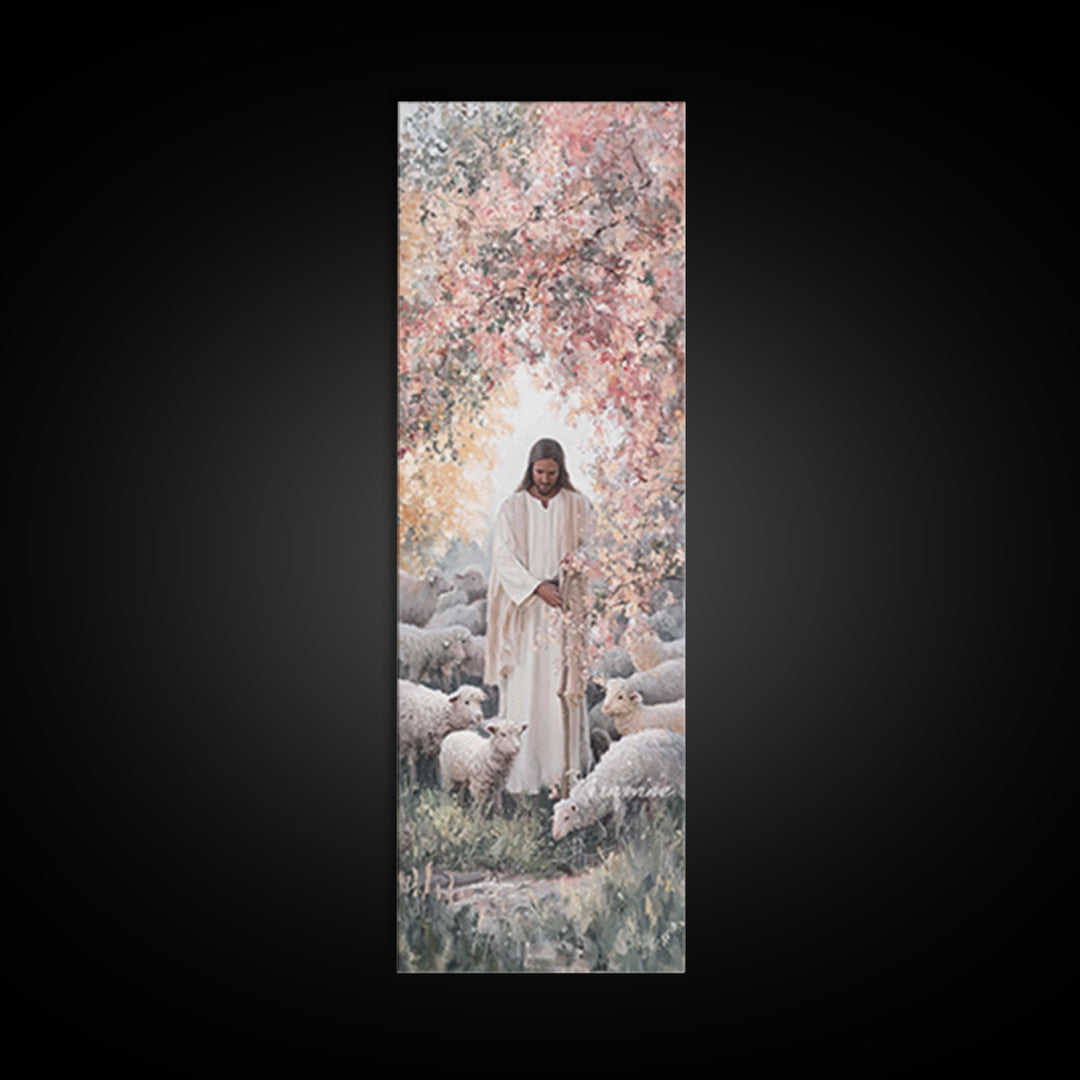 Blossoms Of Grace - Framed Canvas Print - Christian Wall Art - Jesus Painting - Tall Narrow Wall Art - Christian Art Canvas