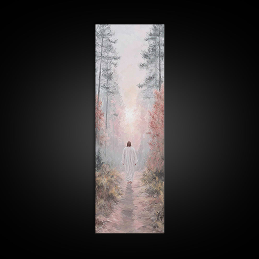 Light Of The Path - Framed Canvas Print - Christian Wall Art - Jesus Painting - Narrow Art - Christian Art Canvas