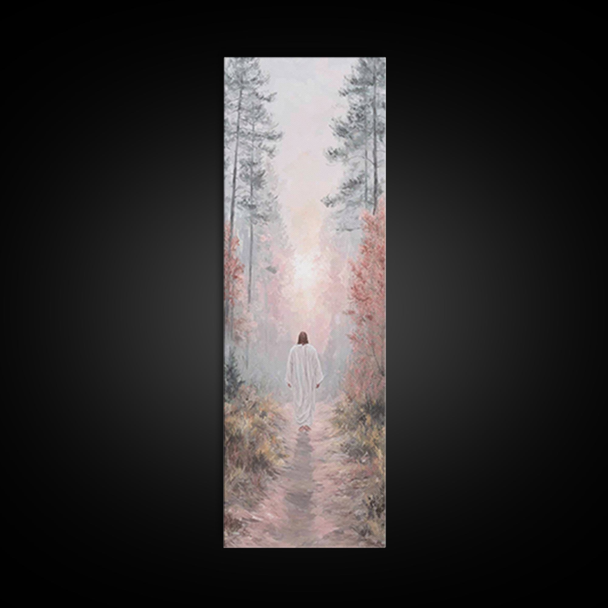 Light Of The Path - Framed Canvas Print - Christian Wall Art - Jesus Painting - Narrow Art - Christian Art Canvas
