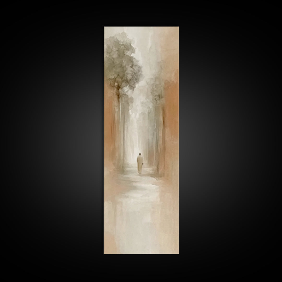 Desert Haze Journey - Framed Canvas Print - Christian Art Canvas - Jesus Painting - Tall Narrow Wall Art - Christian Wall Art