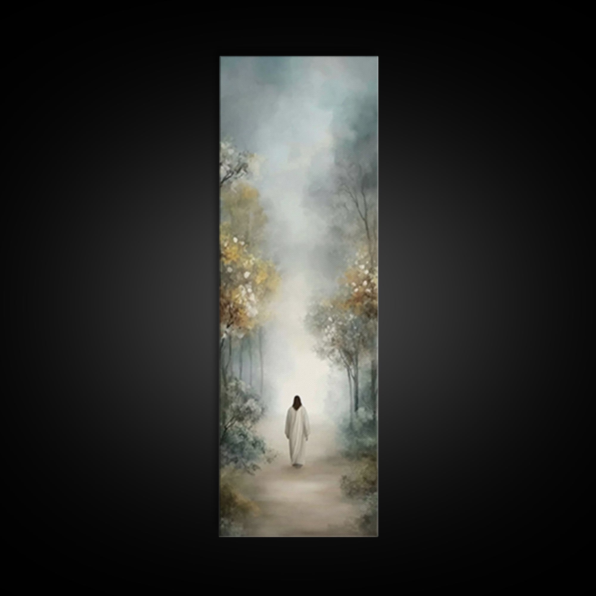 Soft Vale Steps - Framed Canvas Print - Christian Wall Art - Jesus Painting - Tall Skinny Art Print - Christian Art Canvas