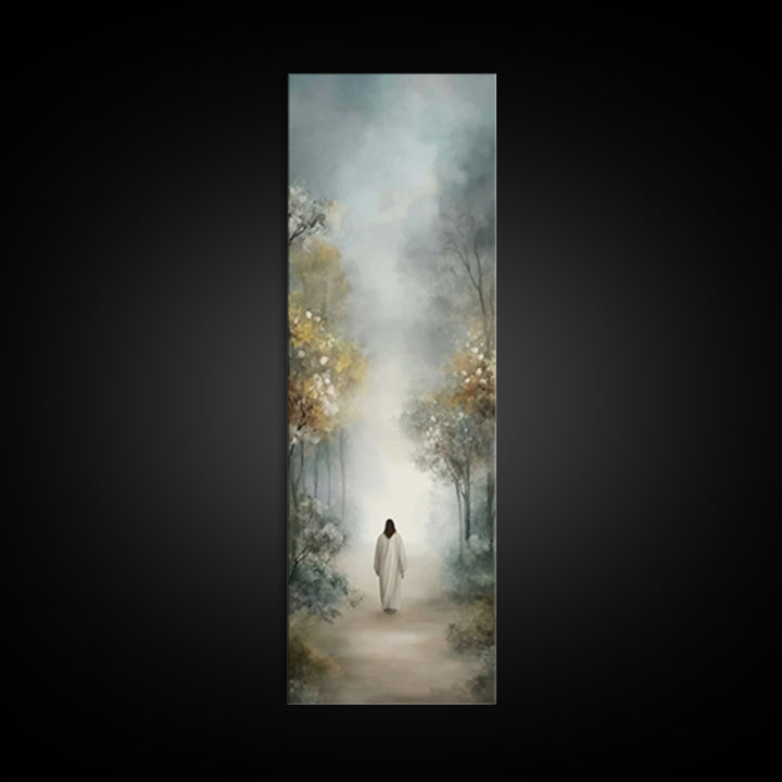 Soft Vale Steps - Framed Canvas Print - Christian Wall Art - Jesus Painting - Tall Skinny Art Print - Christian Art Canvas
