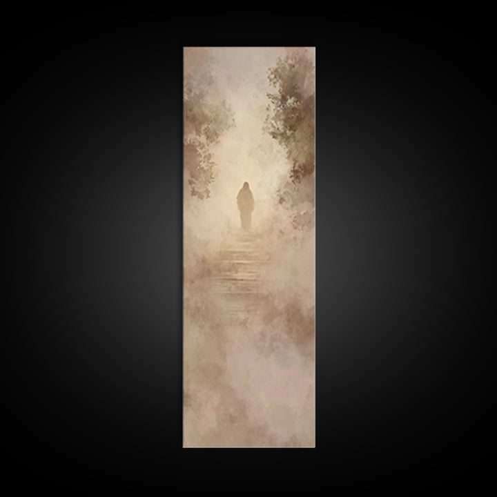 Heavenly Haze Journey - Framed Canvas Print - Christian Art Canvas - Jesus Painting - Narrow Art - Christian Wall Art