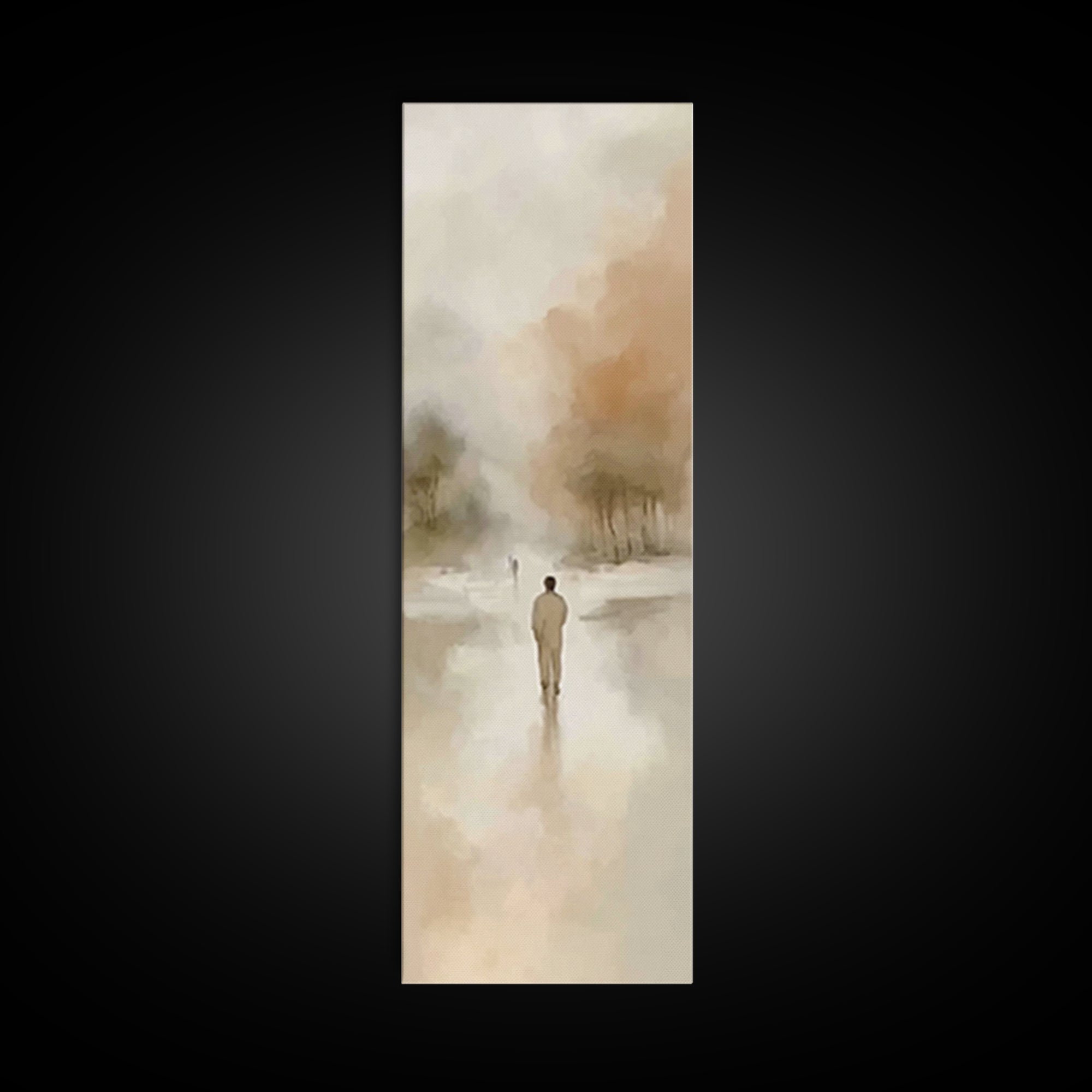 Distant Hope Trail, Framed Canvas Print, Christian Art Canvas, Jesus Painting, Skinny Art, Christian Wall Art