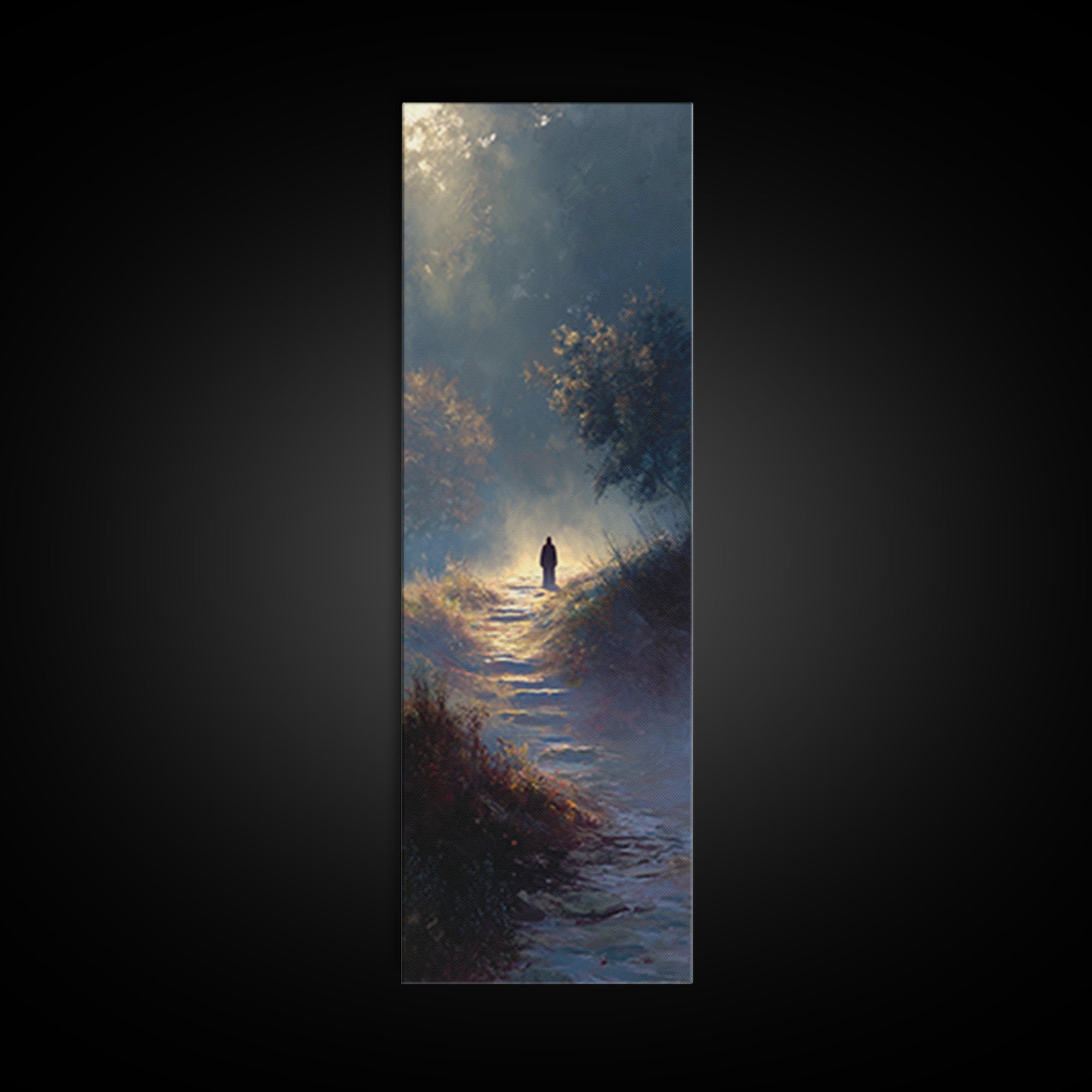 Radiant Hills Journey - Framed Canvas Print - Christian Art Canvas - Jesus Painting - Narrow Art - Christian Wall Art