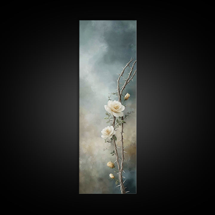 Blooming Redemption – Framed Canvas Print – Tall Skinny Art Print – Christian Wall Art – Moody Christian Art – Christian Art Canvas – Chris
