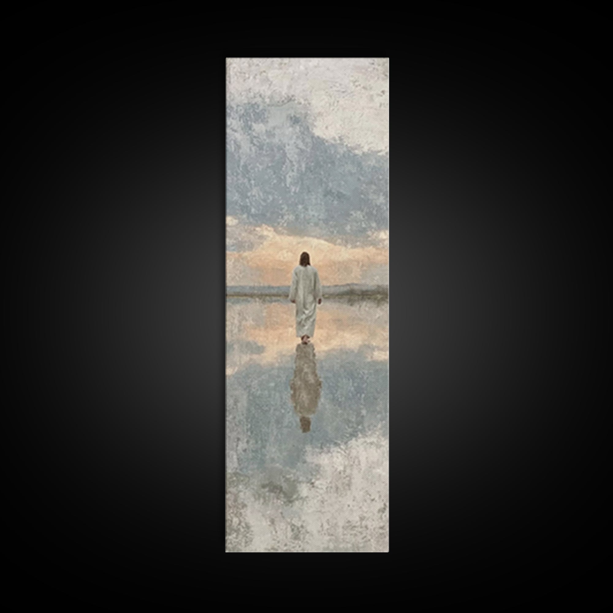 Heaven’s Calm Path – Framed Canvas Print – Tall Narrow Wall Art – Christian Wall Art – Jesus Painting – Christian Art Canvas – Christian Ar