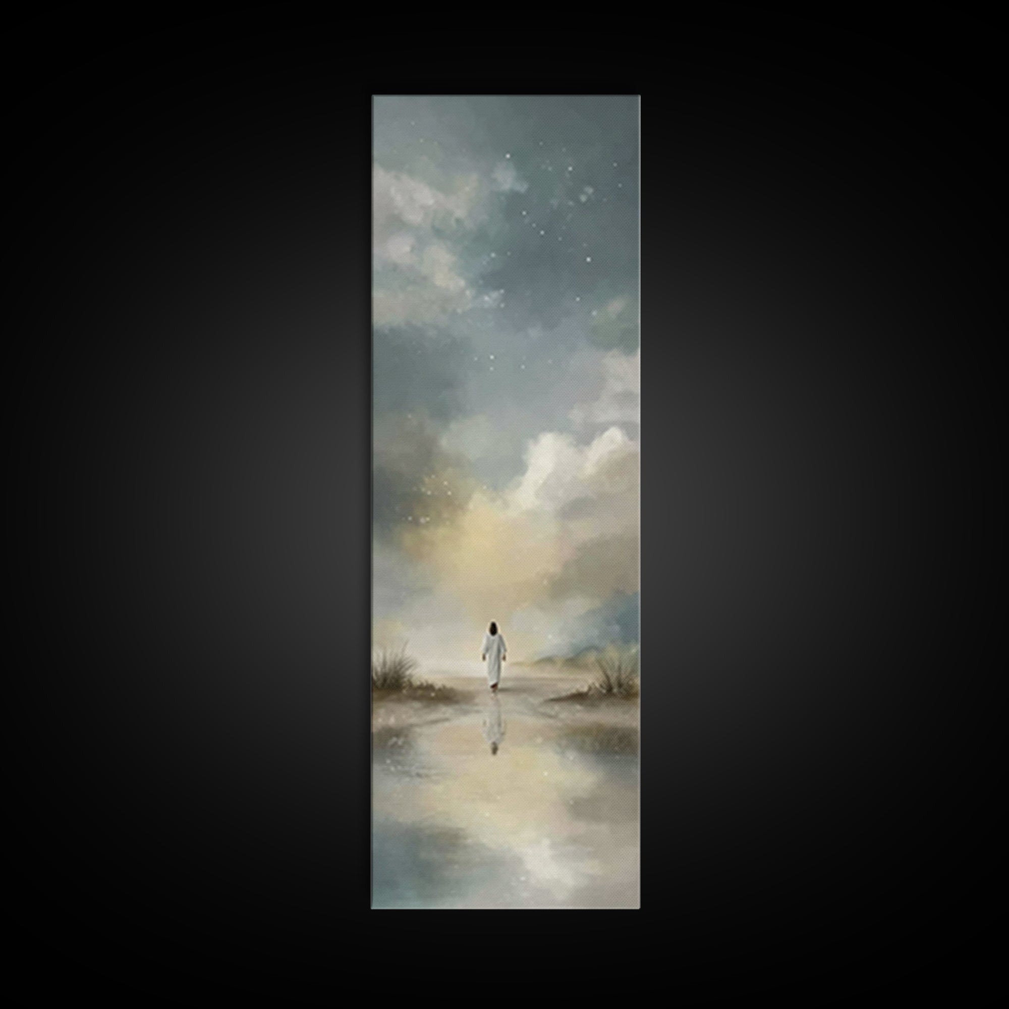 Starry Night Promise – Framed Canvas Print – Skinny Art – Christian Art Canvas – Jesus Painting – Christian Wall Art – Christian Christmas