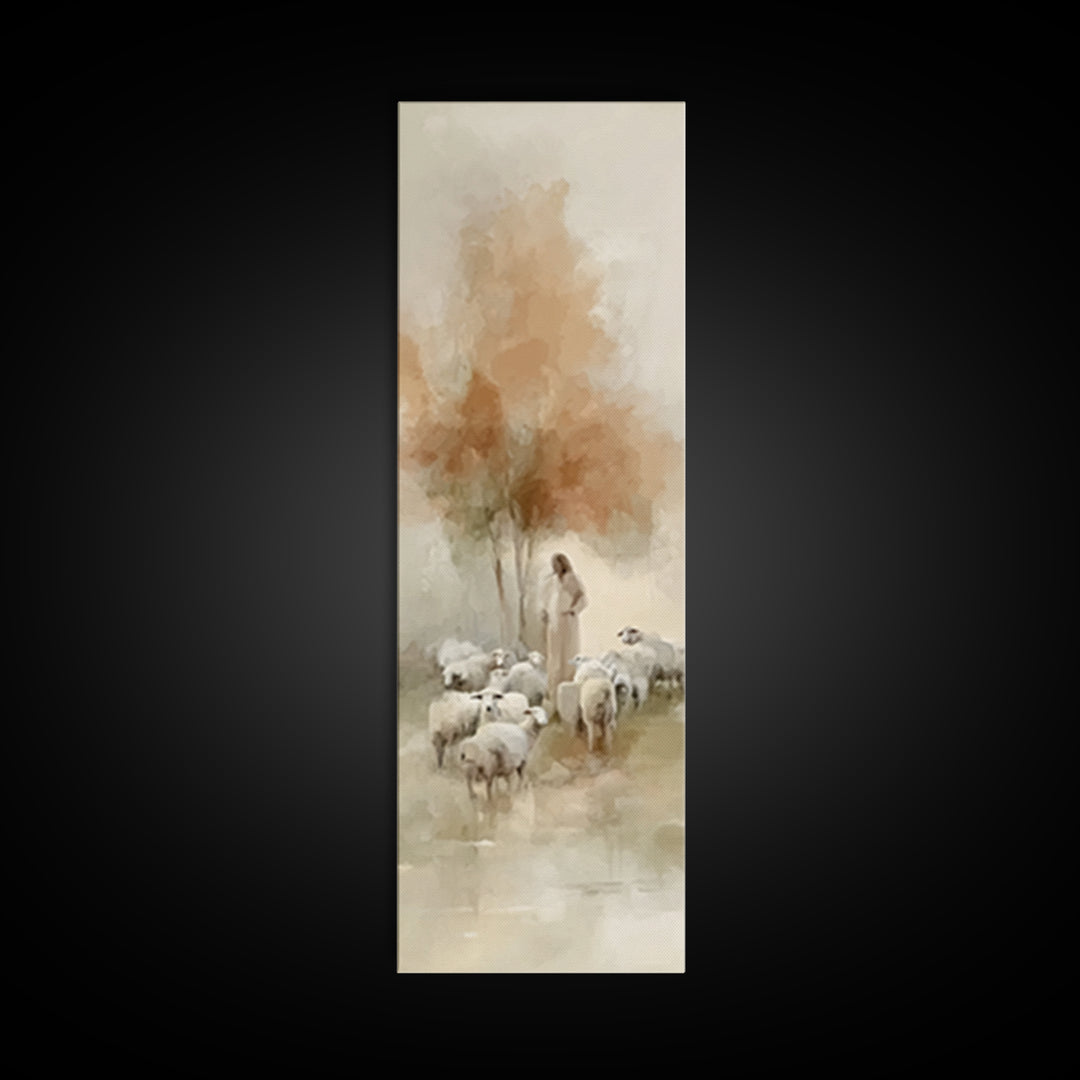 Shepherds Of Mercy – Framed Canvas Print – Christian Wall Art – Jesus Painting – Narrow Art – Christian Art Canvas – Christmas Art