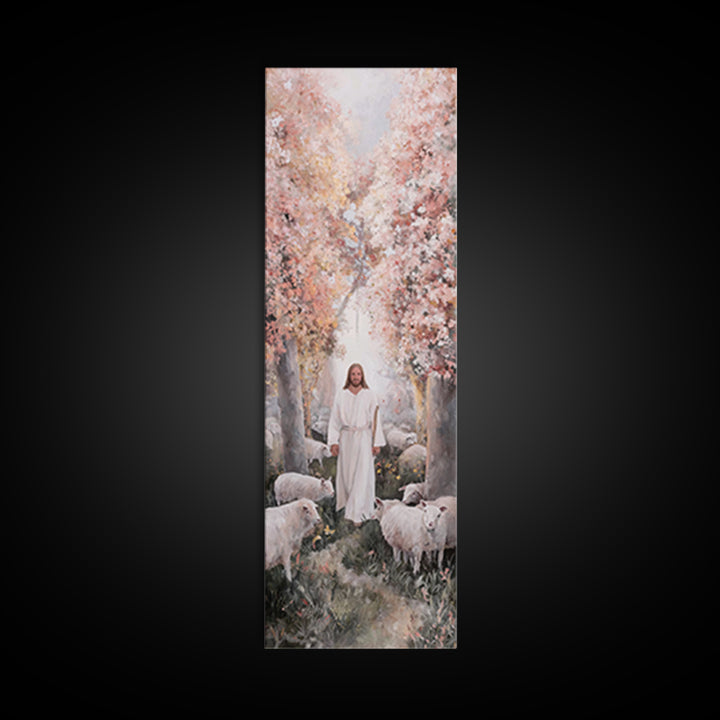 Blossoms Of Faith | Framed Canvas Print | Christian Art Canvas | Jesus Painting | Tall Skinny Art Print | Christian Wall Art | Christmas Ar