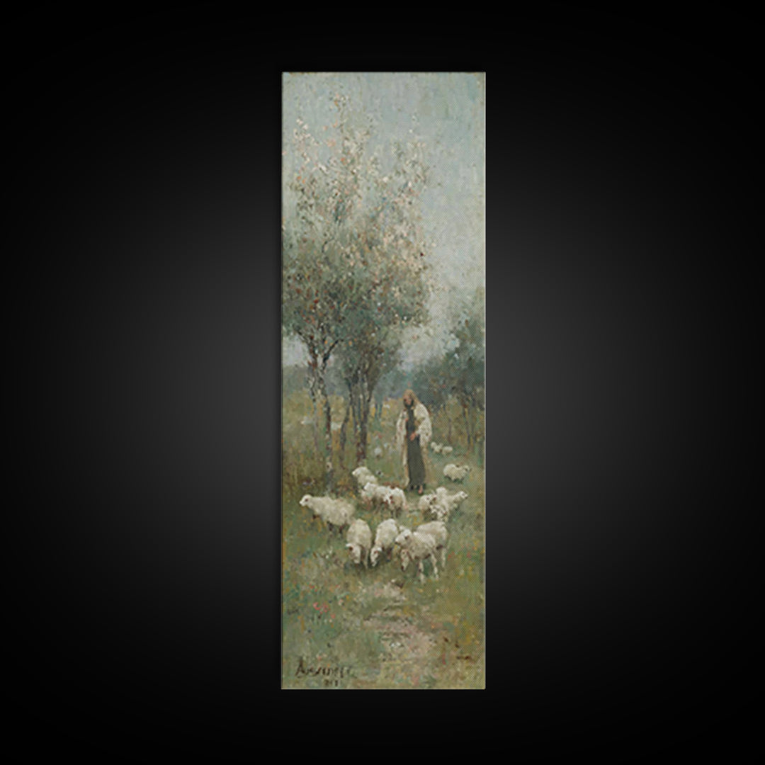 Garden Of Grace – Framed Canvas Print – Christian Art Canvas – Narrow Art – Jesus Painting – Christian Wall Art – Christmas Art