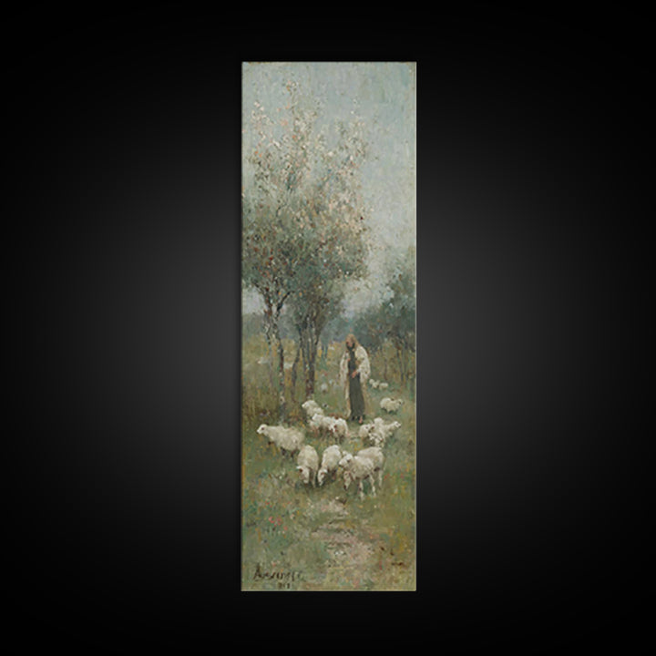 Garden Of Grace – Framed Canvas Print – Christian Art Canvas – Narrow Art – Jesus Painting – Christian Wall Art – Christmas Art
