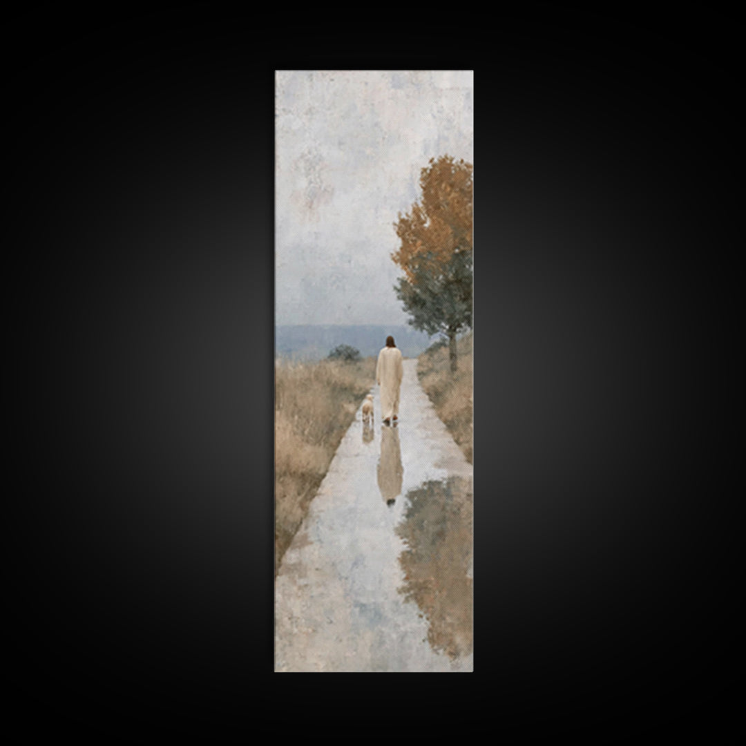 Walk Of Comfort, Framed Canvas Print, Christian Art Canvas, Jesus Painting, Skinny Art, Christian Wall Art, Christmas Art