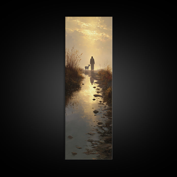 Shepherd’s Gentle Path | Framed Canvas Print | Christian Art Canvas | Narrow Art | Jesus Painting | Christian Wall Art | Christmas Art