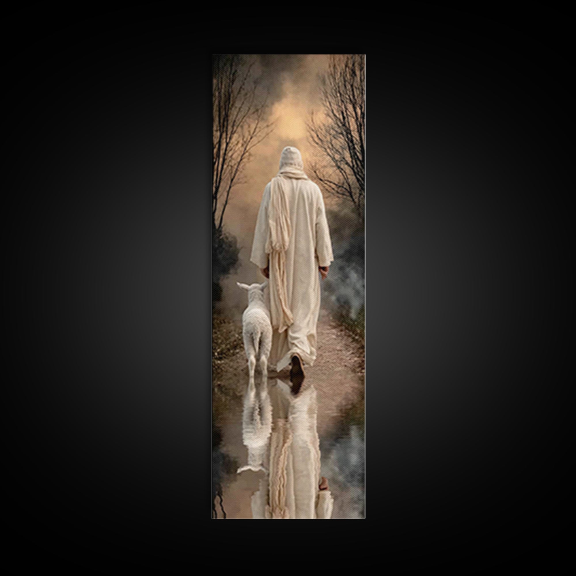 Lamb Of Stillness – Framed Canvas Print – Christian Art Canvas – Tall Narrow Wall Art – Jesus Painting – Christian Wall Art – Christmas Art