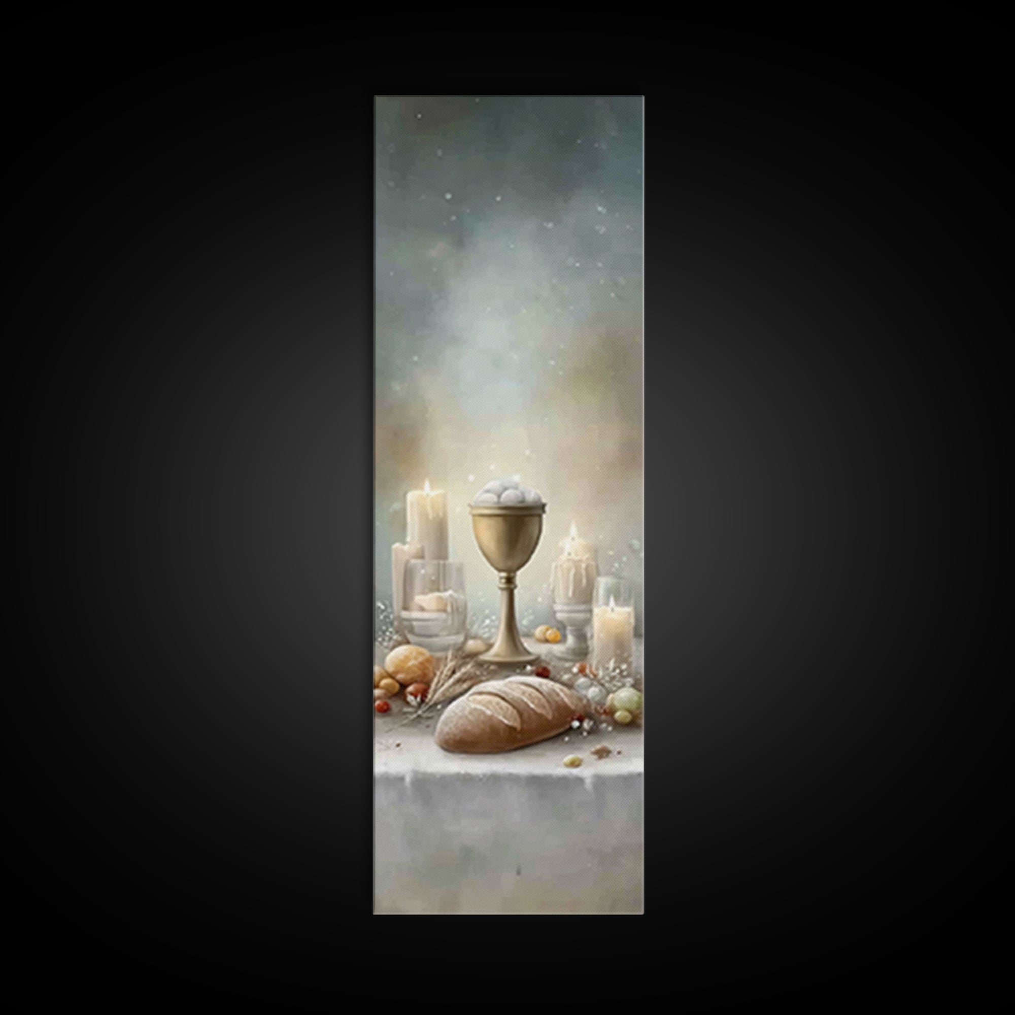 Holy Communion Light – Framed Canvas Print – Narrow Art – Christian Christmas Art – Christian Wall Art – Framed Christmas Art – Christian A