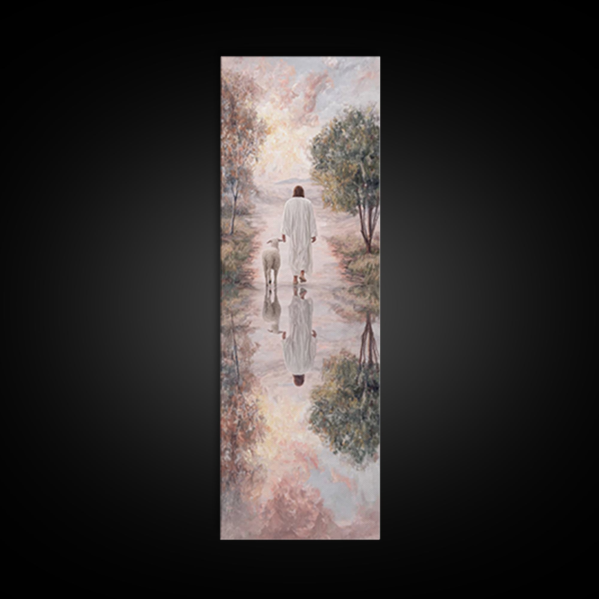 Meadow Of Peace – Framed Canvas Print – Christian Wall Art – Jesus Painting – Christian Art Canvas – Tall Narrow Wall Art – Christmas Art