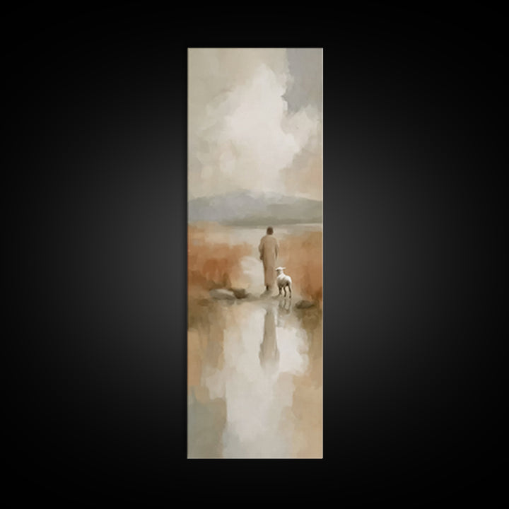 Quiet Dawn Grace – Framed Canvas Print – Christian Wall Art – Christian Art Print – Narrow Art – Modern Christian Art – Christmas Art
