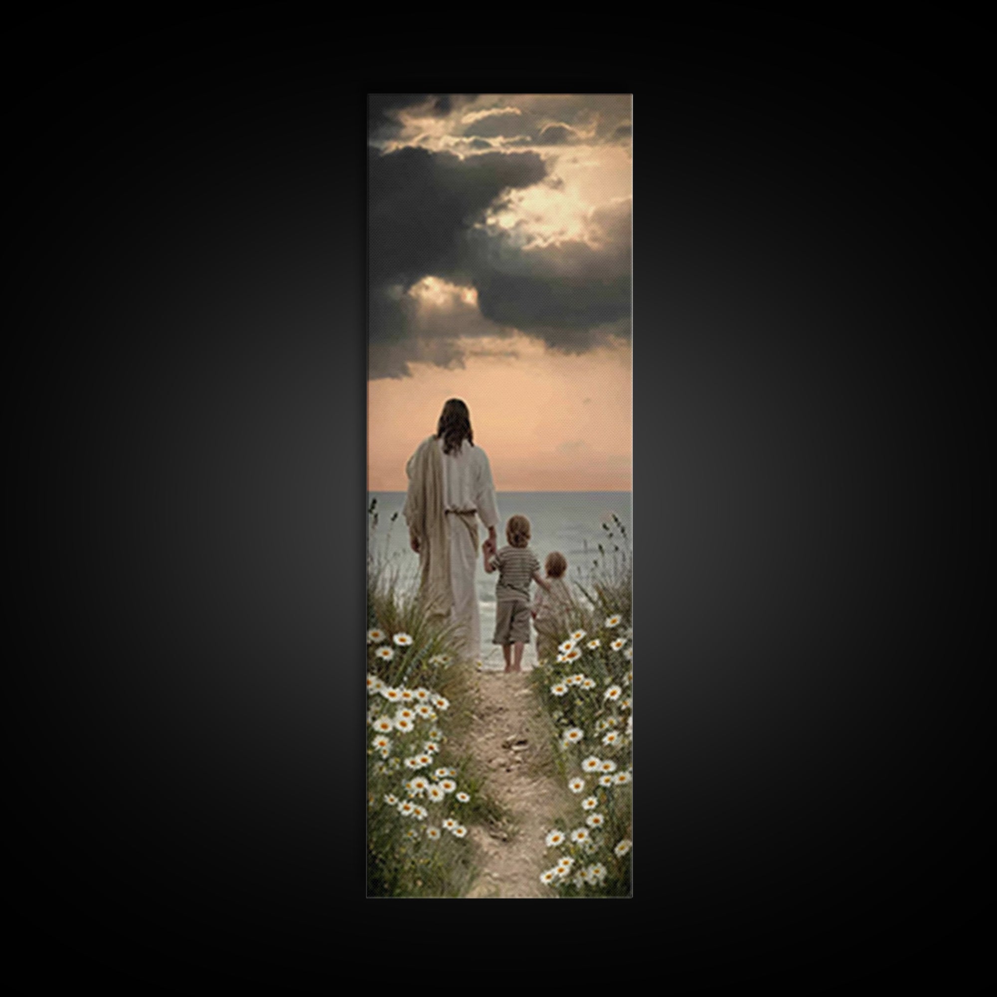 Horizon Of Mercy – Framed Canvas Print – Jesus Painting – Christian Art Canvas – Tall Skinny Art Print – Christian Gift Ideas – Christmas A