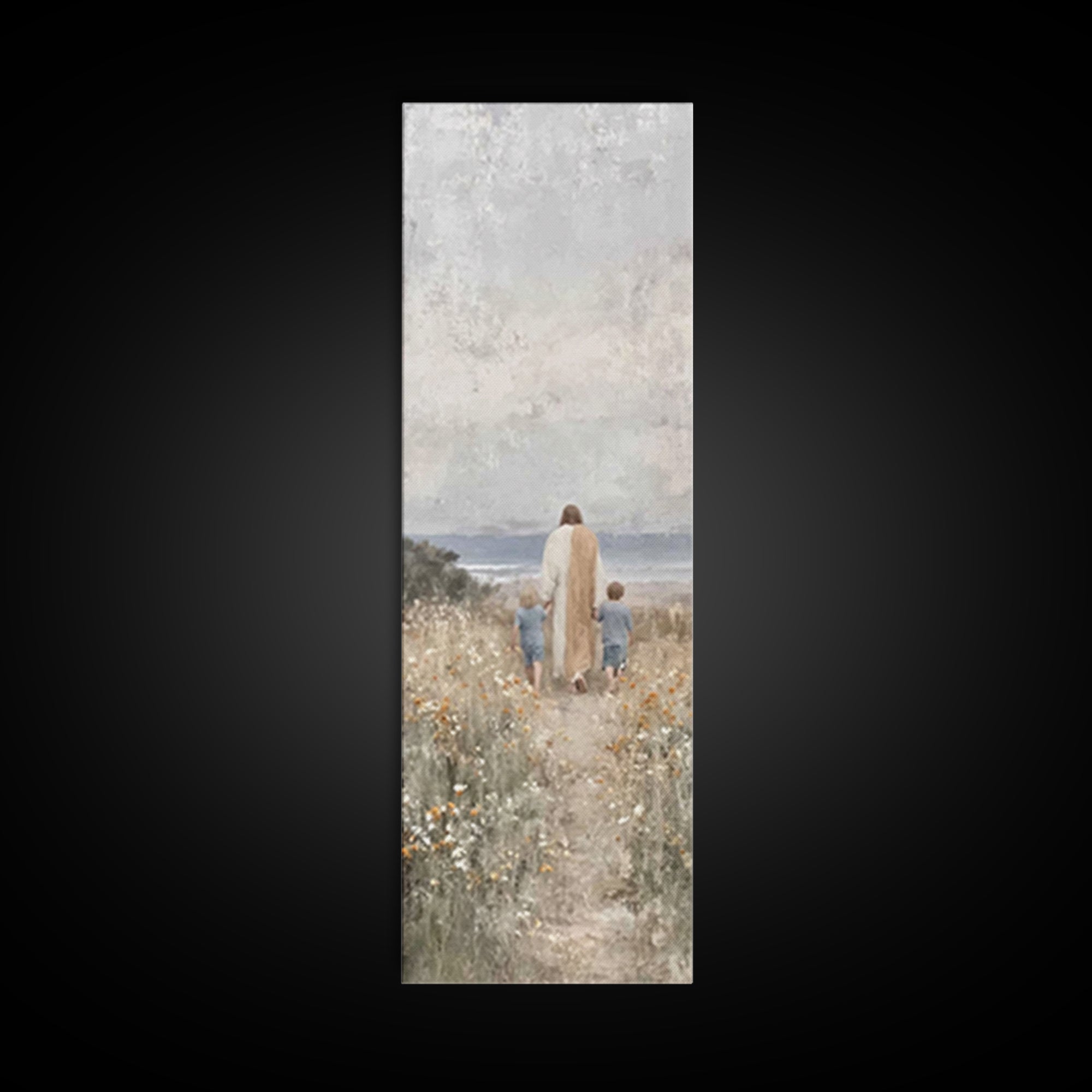 Shoreline Of Hope – Framed Canvas Print – Christian Art Canvas – Jesus Painting – Skinny Art – Christian Decorations – Christian Christmas