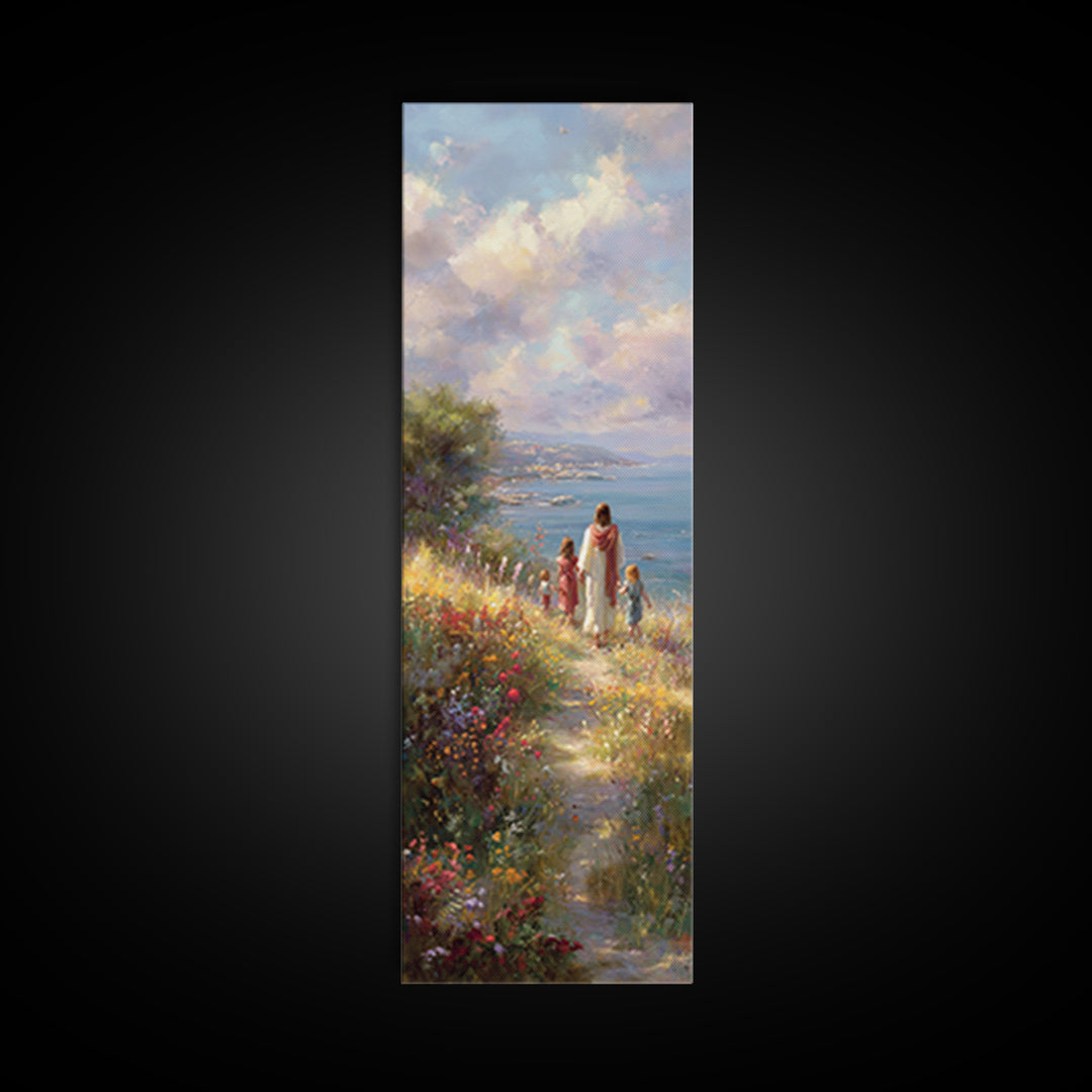 Heavenward Meadow – Framed Canvas Print – Christian Wall Art – Christian Art Canvas – Tall Skinny Art Print – Christian Christmas Art – Jes