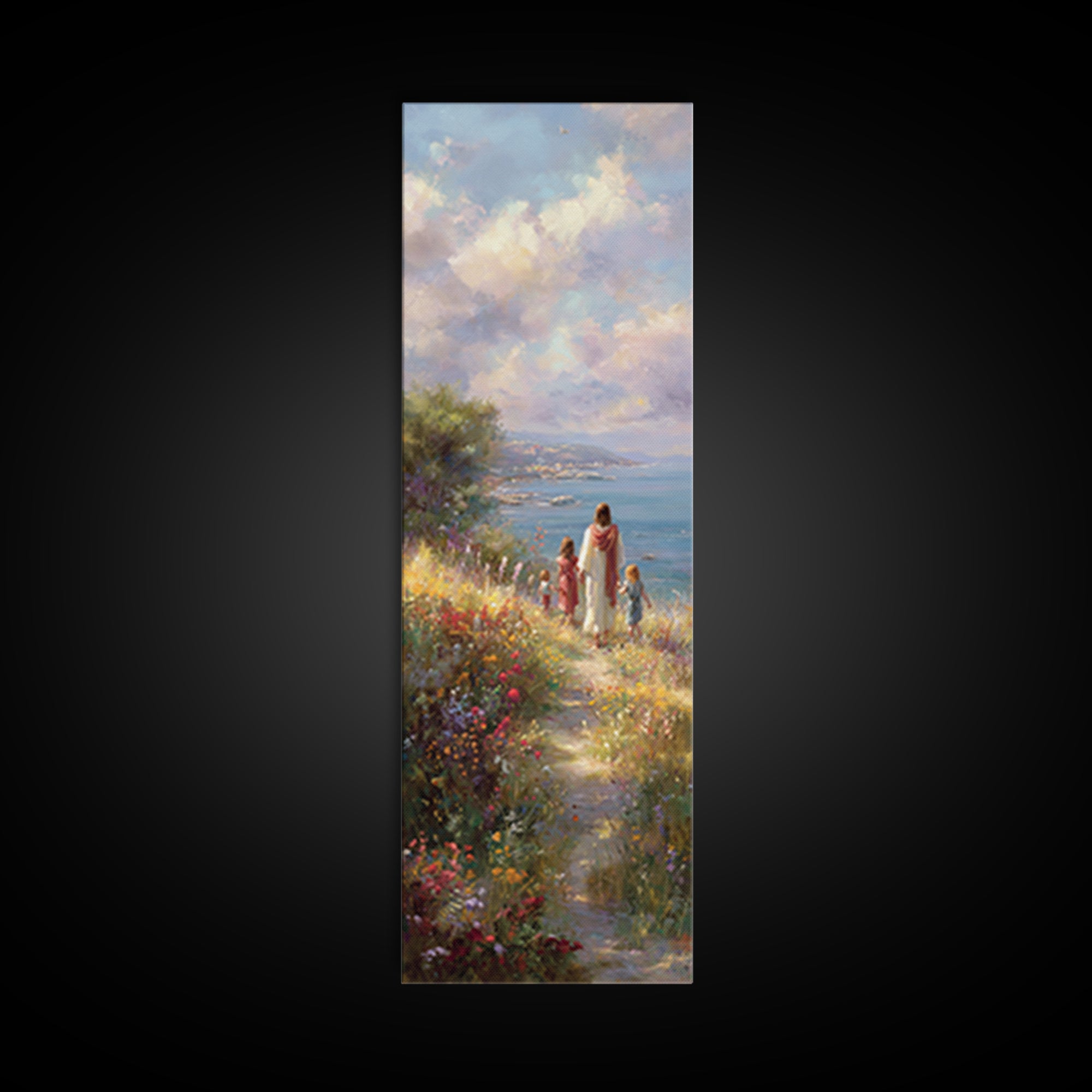 Heavenward Meadow – Framed Canvas Print – Christian Wall Art – Christian Art Canvas – Tall Skinny Art Print – Christian Christmas Art – Jes