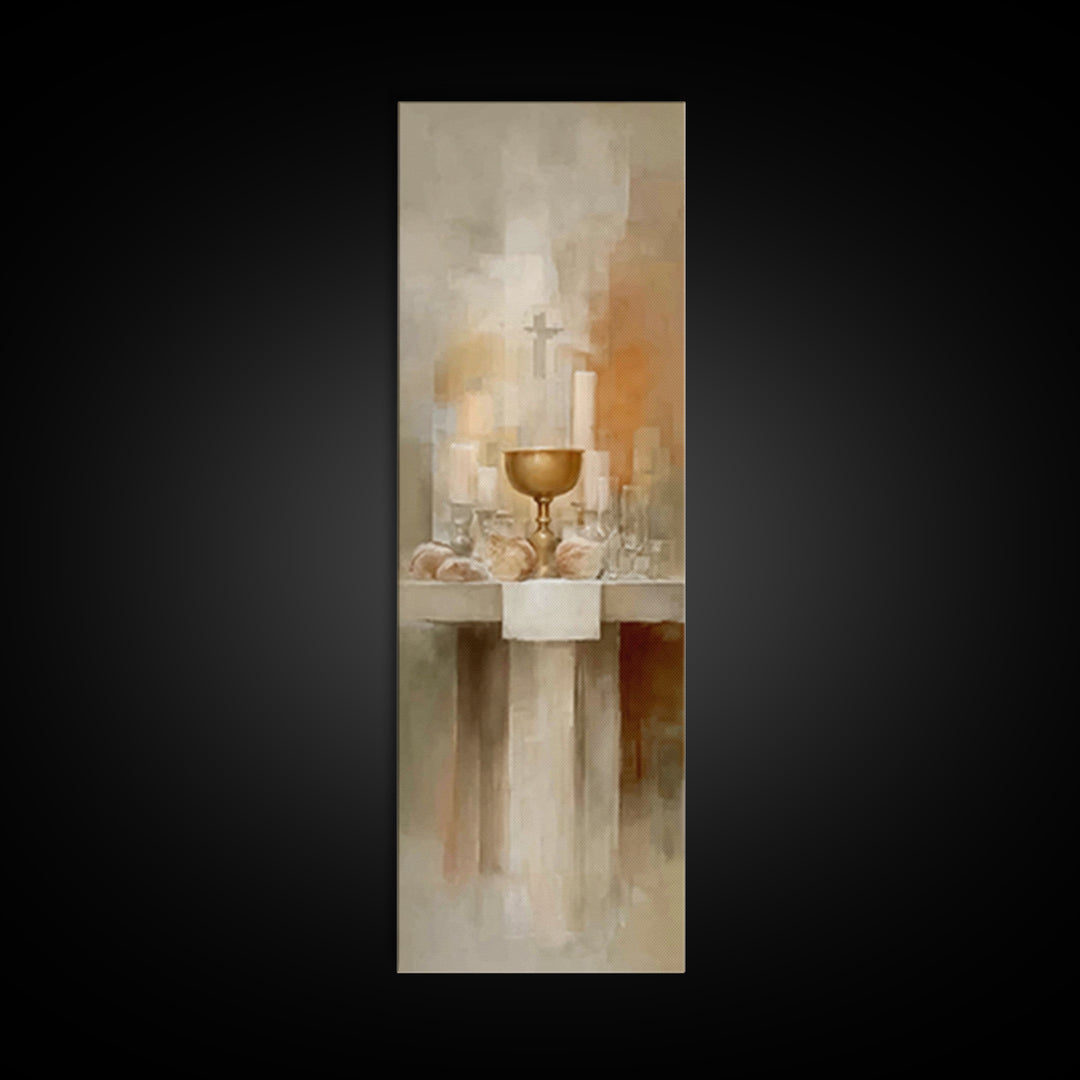 Sacred Offering | Framed Canvas Print | Tall Narrow Wall Art | Christian Wall Art | Vintage Christian Art | Christian Art Canvas | Christma