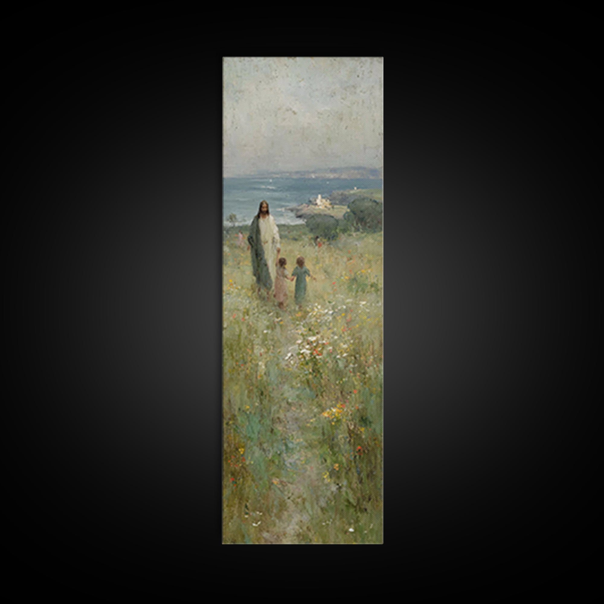 Fields Of Mercy | Framed Canvas Print | Christian Art Canvas | Tall Narrow Wall Art | Jesus Painting | Modern Christian Art | Christian Gif