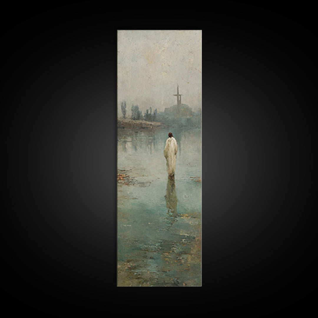 Sacred Stillness | Framed Canvas Print | Christian Wall Art | Narrow Art | Jesus Christmas Art | Subtle Christian Art | Christian Art Gift