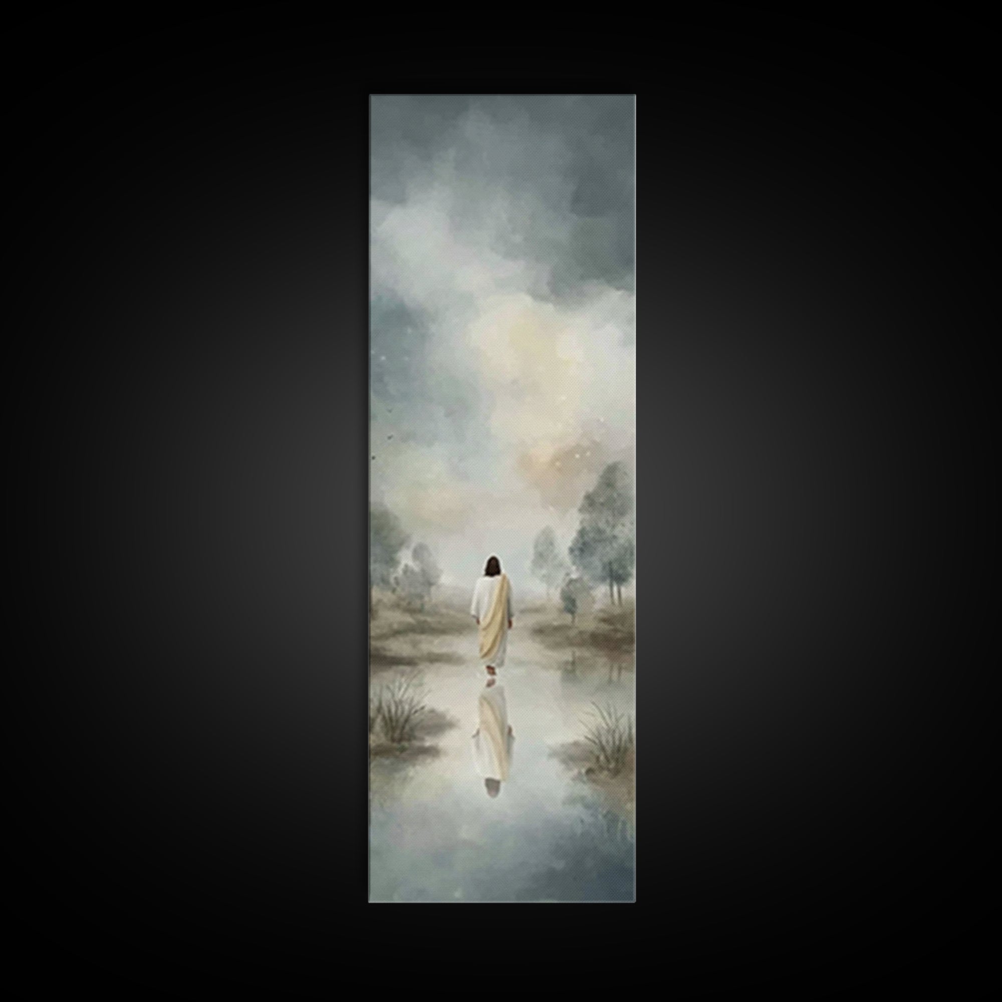 Desert Dawn Peace | Framed Canvas Print | Christian Art Gift | Tall Skinny Art Print | Jesus Wall Art | Christian Art Painting | Christmas