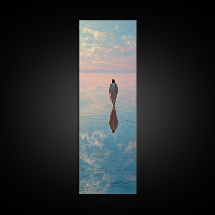 Heaven’s Reflection – Framed Canvas Print – Christian Art Print – Tall Narrow Wall Art – Jesus Painting – Christian Christmas Art – Modern