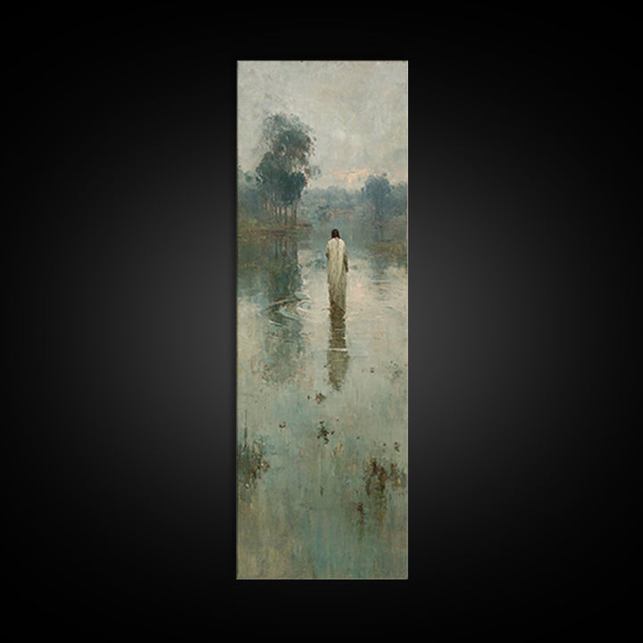 Quiet River Mercy | Framed Canvas Print | Christian Art Canvas | Tall Skinny Art Print | Jesus Wall Art | Vintage Christian Art | Christian