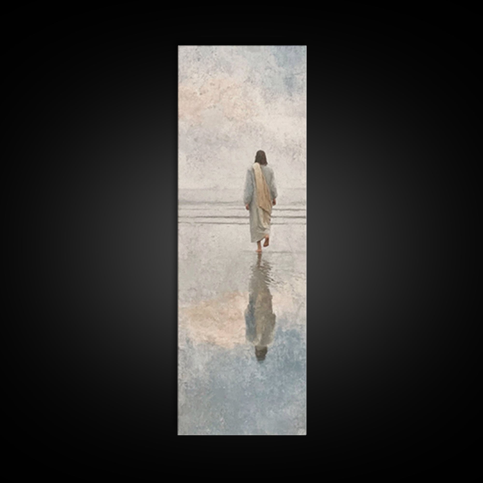 Shore Of Stillness, Framed Canvas Print, Christian Paintings, Skinny Art, Jesus Art Print, Modern Christian Art, Christian Christmas Decor,