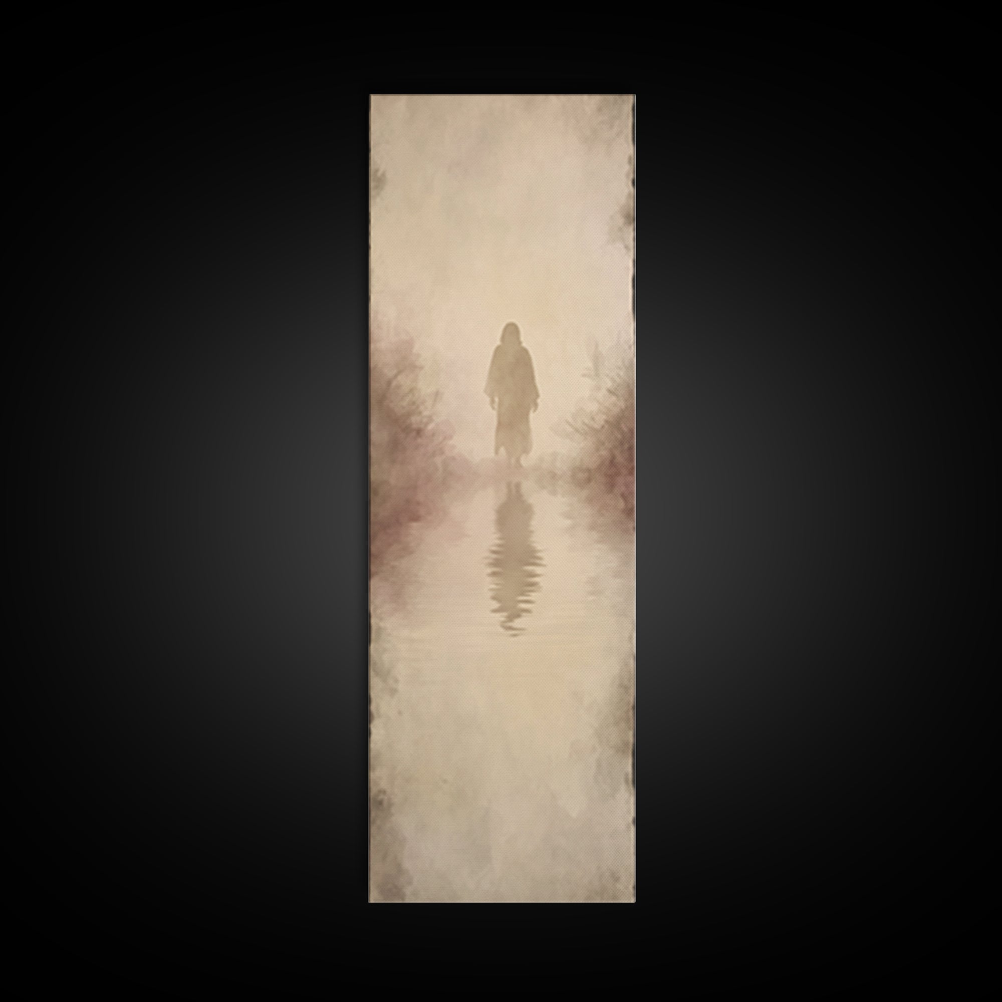 Radiant Peace Walk, Framed Canvas Print, Christian Wall Art, Tall Skinny Art Print, Jesus Painting, Christian Art Painting, Christmas Canva