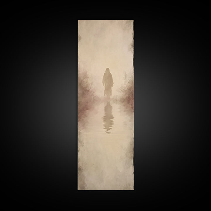 Radiant Peace Walk, Framed Canvas Print, Christian Wall Art, Tall Skinny Art Print, Jesus Painting, Christian Art Painting, Christmas Canva